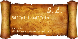 Sápi Letícia névjegykártya
